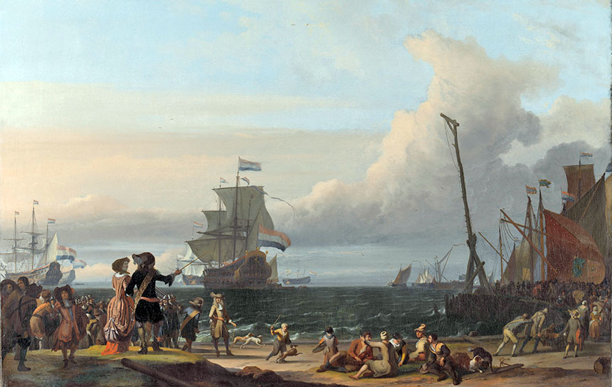 Ludolf Bakhuizen Niederländische Schiffe auf der Reede von Texel; in der Mitte der 'Goldene Löwe', das Flaggschiff von Cornelis Tromp Rijksmuseum SK-A-8Sammlung Rijksmuseum